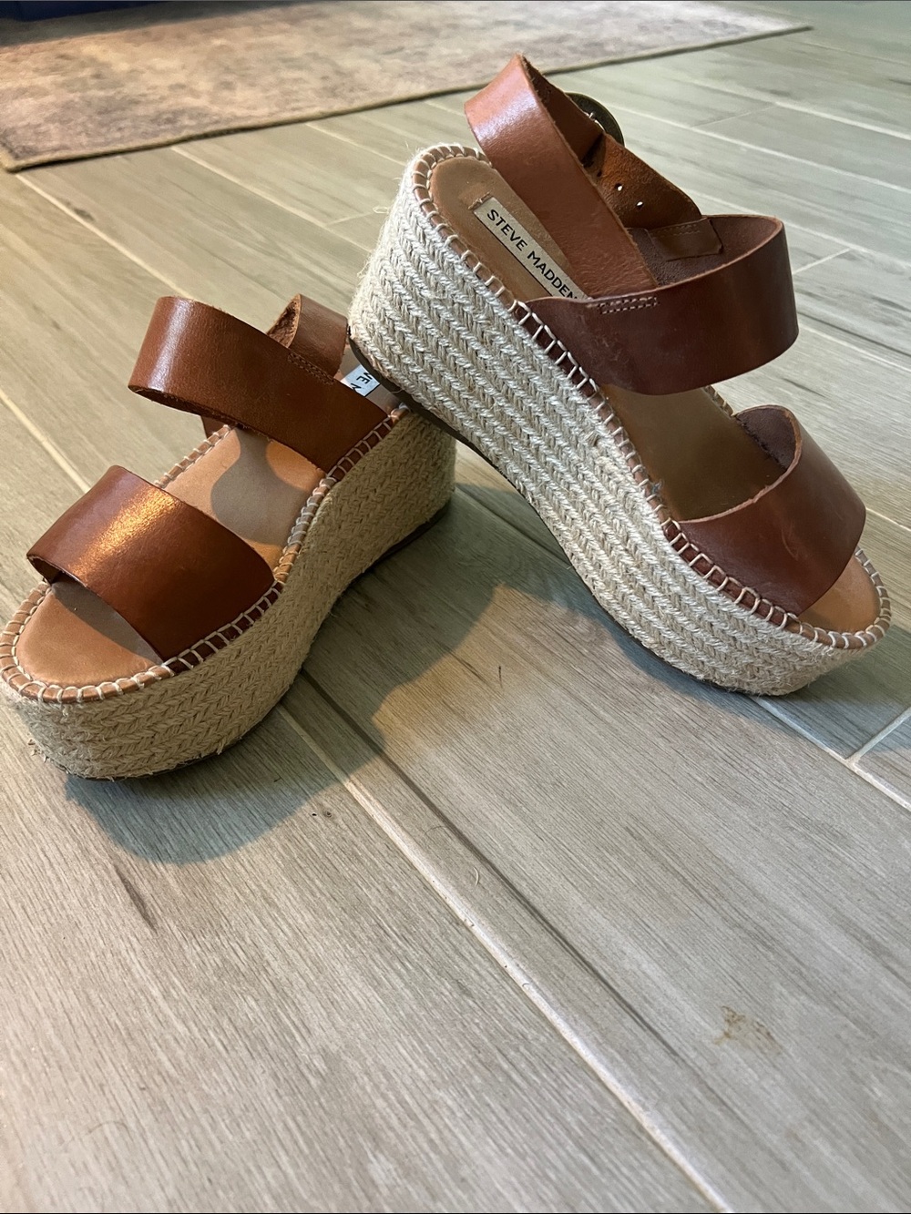 Steve Madden Brown Espadrille Platform Wedge Sandals